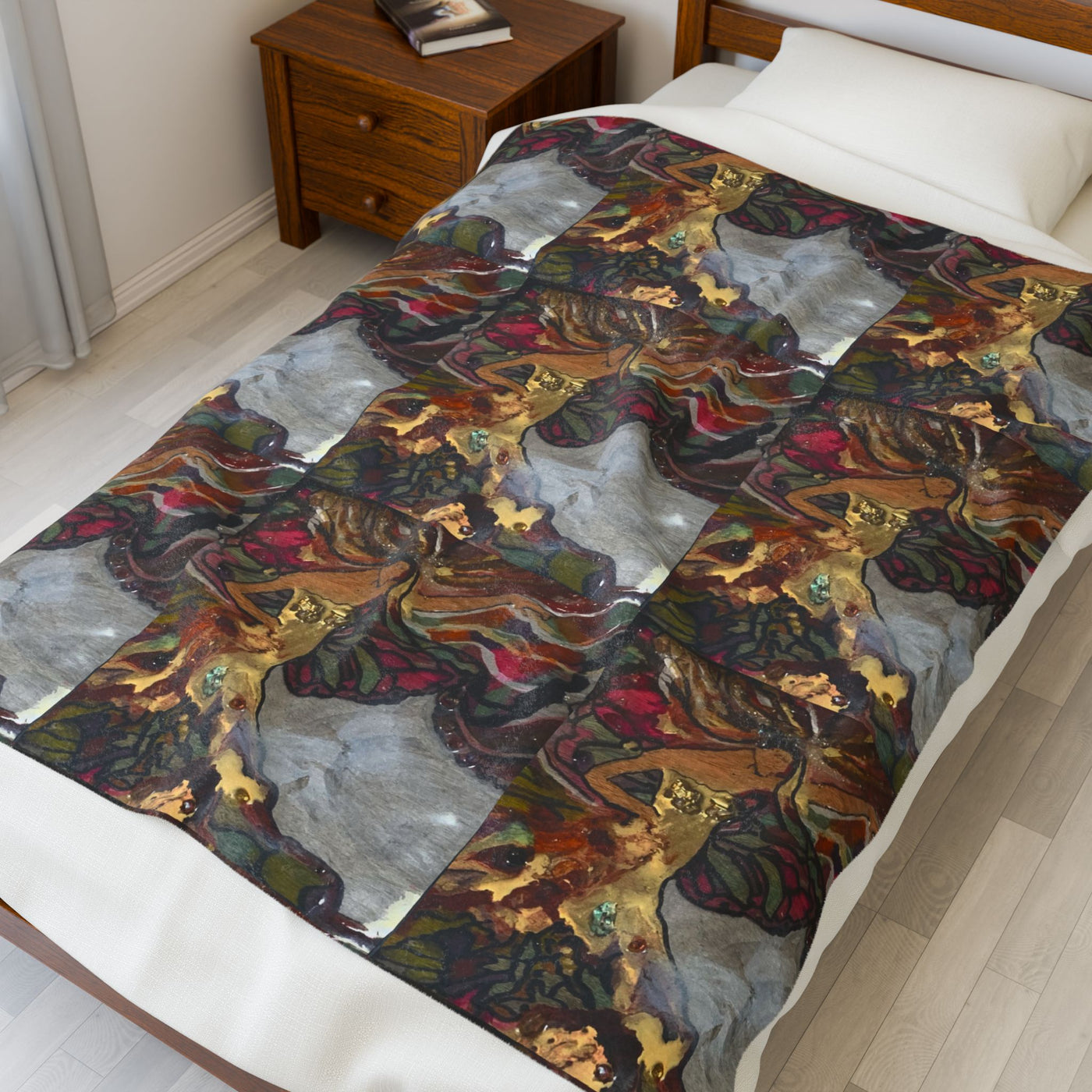 Artist Pattern Plush Blanket (Goddess of Strength)— Abstract Velveteen Throw