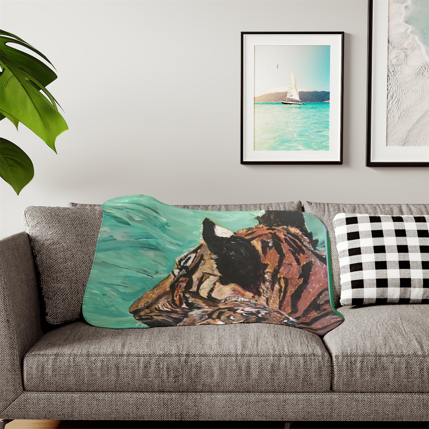 Sherpa Blanket - Maternal Love Tiger and Baby Nature Humanity Embracing