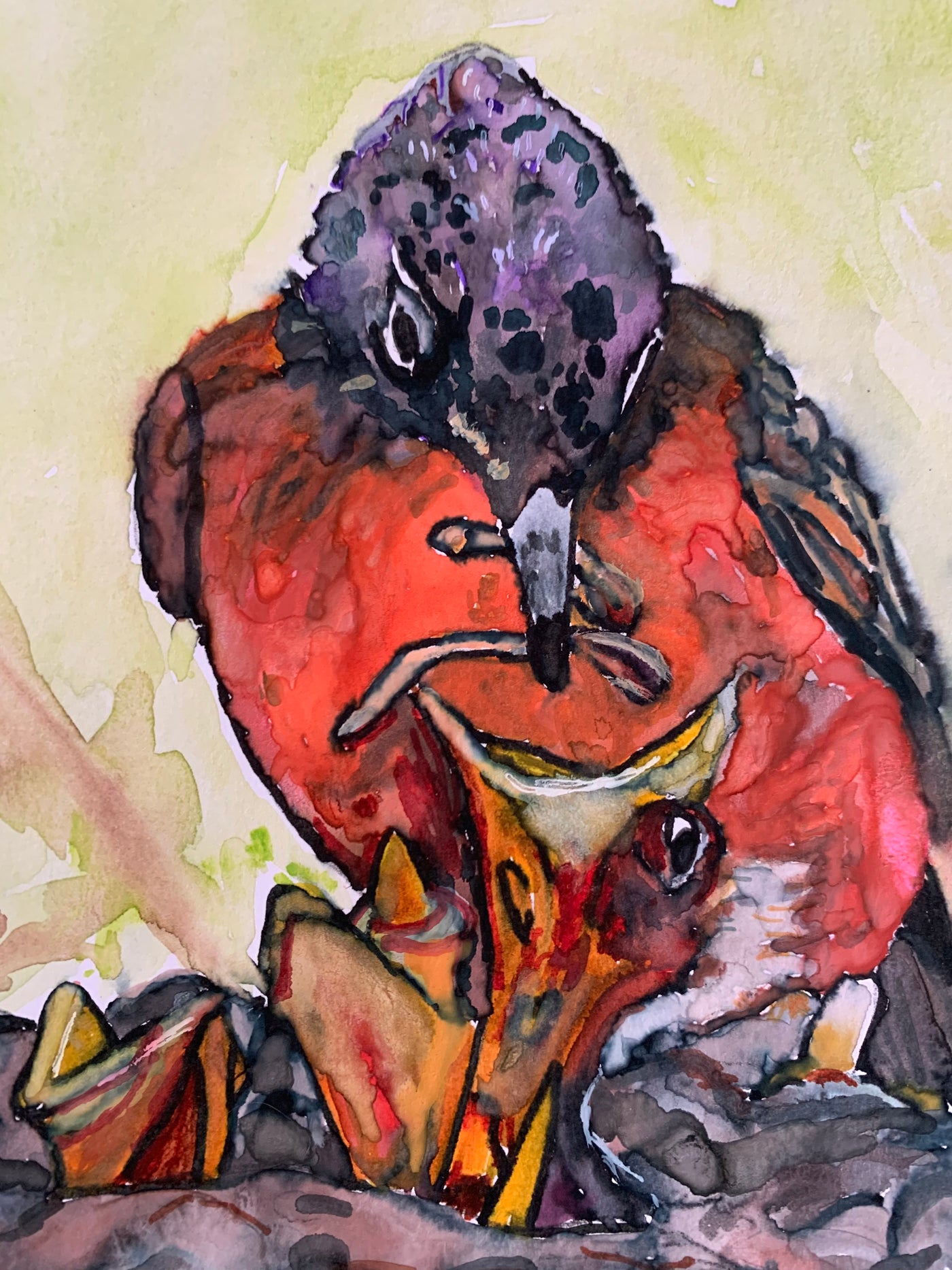 Mama Bird Feeding Her Babies